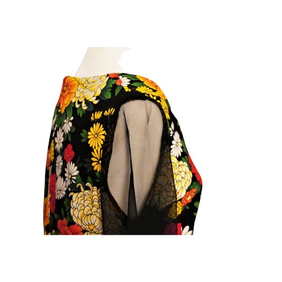 Floral Dress, Maxi Dress, Sheer Black Sleeves, Reiner of Chicago, Flower Power, - Picture 3 of 16